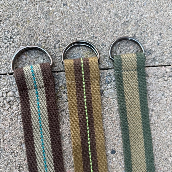 Other - Boys Belt Set of 3 Canvas Striped Brown Green Tan